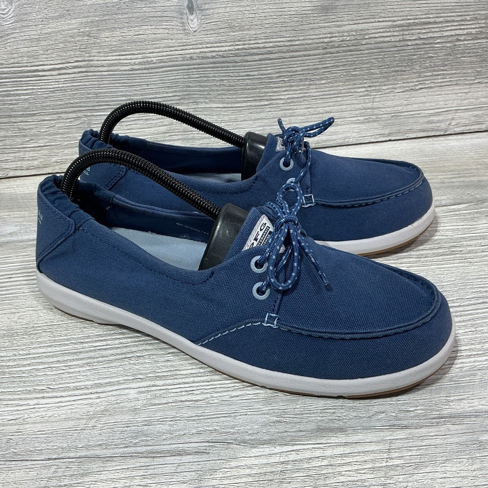 Columbia BL4611-469 Blue Delray Canvas Boat Shoes Canvas Slip On Fishing Size 10